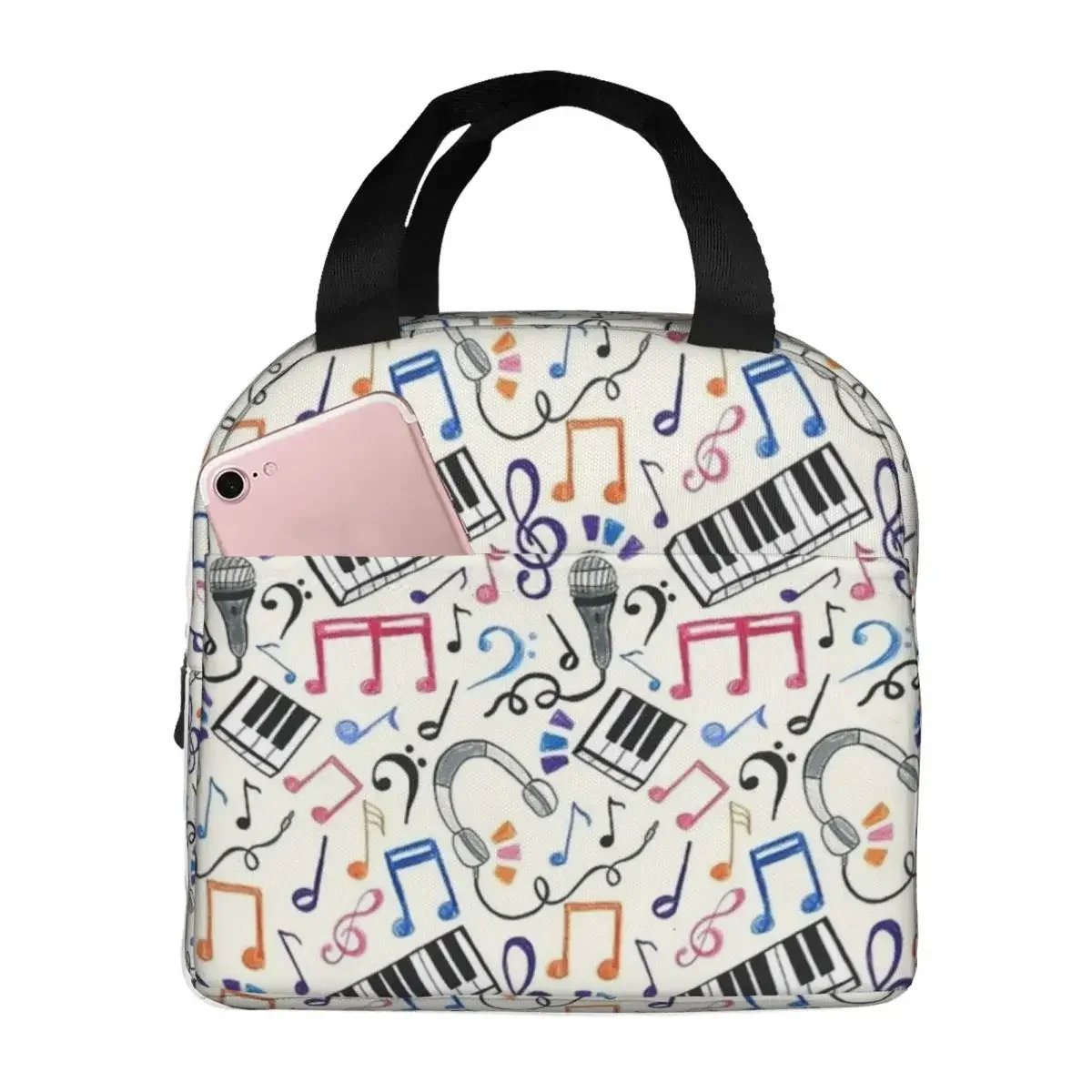 Good Beats Music Notes & Symbols Insulated Lunch Bags Leakproof Reusable Thermal Bag Lunch Box Tote Beach Outdoor Food Handbags