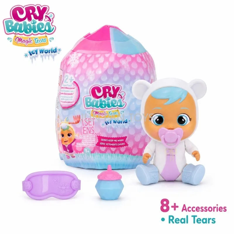 Original Cry Babies Magic Tears Icy World Keep Me Warm Series Surprise Winter Dolls Collectible Blind Box Figure Kids Gift Toys
