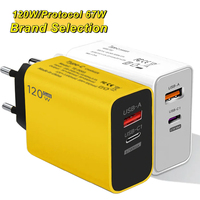 Total 120W Gan USB Charger Fast Charging Quick Charge PD 67W Mobile Phone Type C Adapter For iPhone 16 Pro Max Xiaomi 15 Huawei