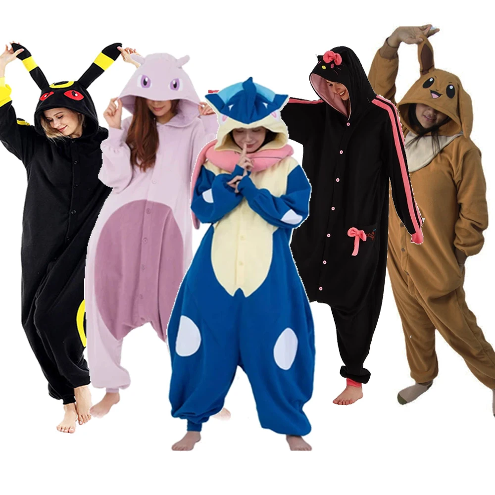 Pijama Kigurumi de Snorlax, Squirtle, Mewtwo, Gengar, Disfraz de Cosplay de Anime para Adultos, Pijama de Gato Eevee para Halloween