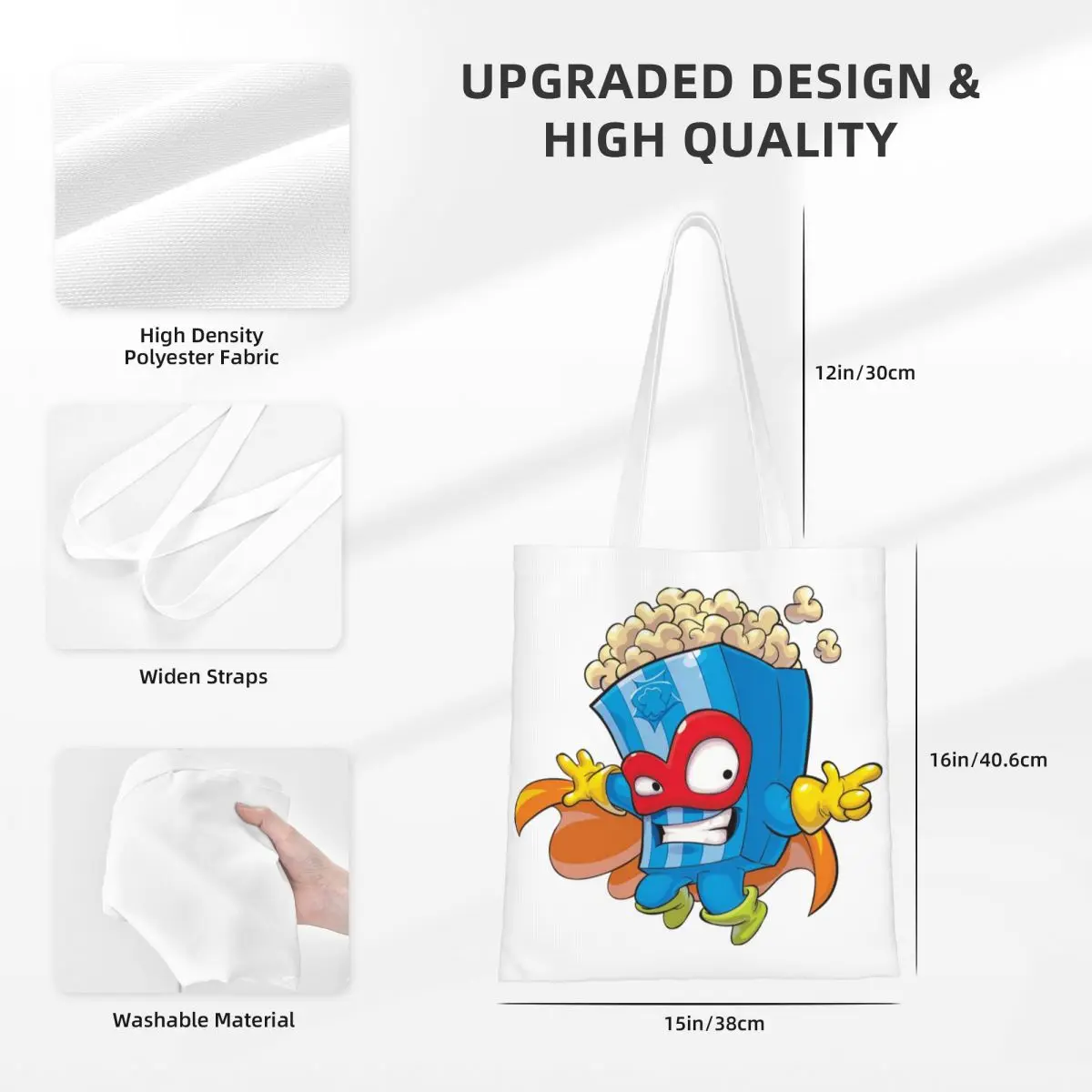 Superthings Shopping Bags Canvas The Tote Bag Foldable for Women Shoulder Tote Travel Handbag