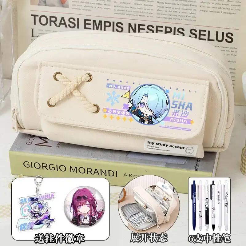 

Anime Game Honkai: Star Rail Cos Aventurine Dr. Ratio Misha Argenti Etc. 2024 Unisex Large Capacity Q Version Simple Pencil Ca