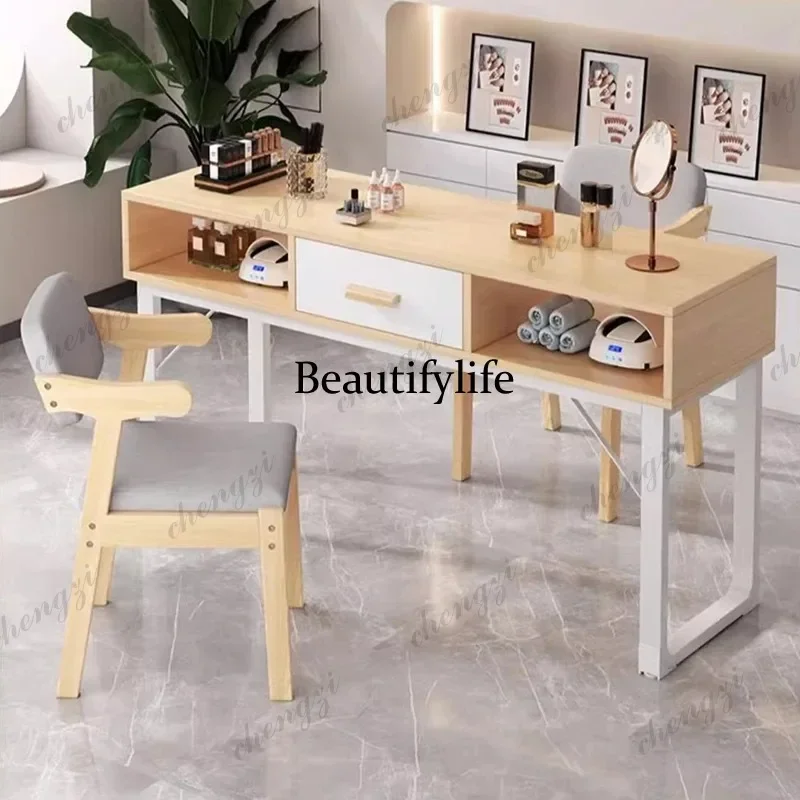 M138 Modern French Nail Desk With Drawers Minimalist Storage Glamour Nail Table Nordic Design Table Onglerie Nail Salon Furnitur