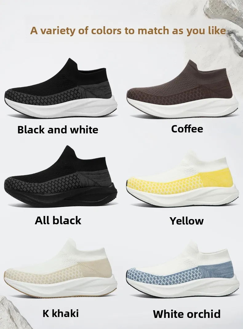 Unisex Real Boost Sneaker mit dicker Sohle, Stretch-Strick, atmungsaktiv, Übergrößen, stoßdämpfend, Sportschuhe, Laufschuhe für Damen und Herren – Detail 7