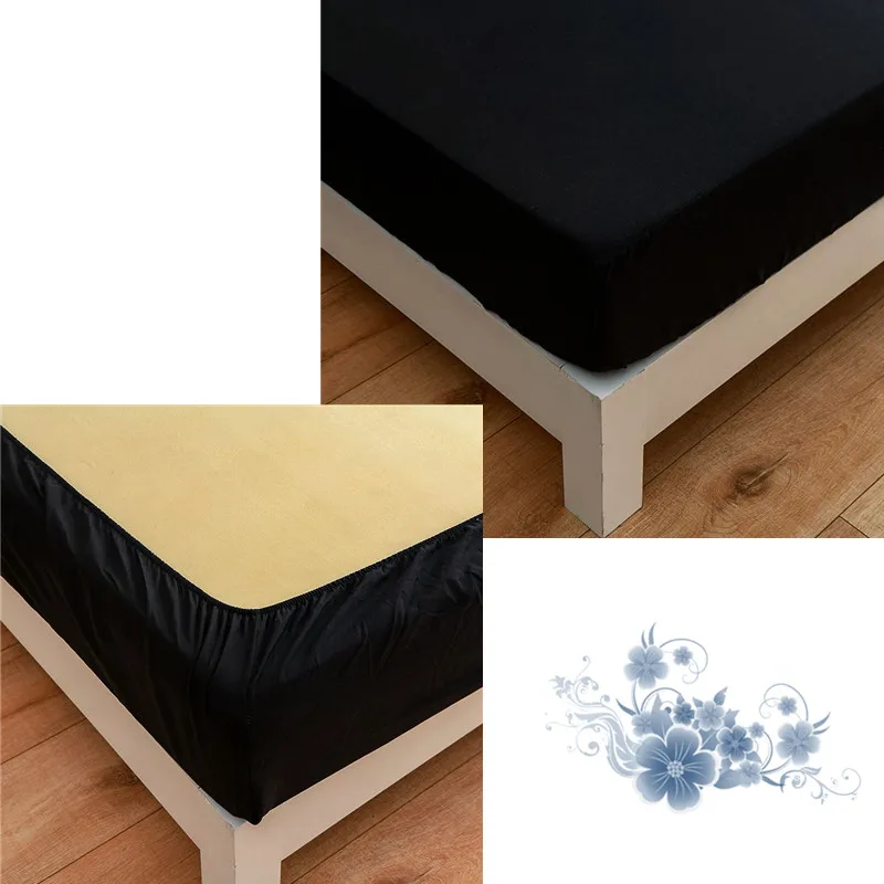 Black Fitted Sheet Home Bed Linen 90x200 Bed Cover with Elastic Band tampa de colchão Double Bedsheet(No Pillowcase ）