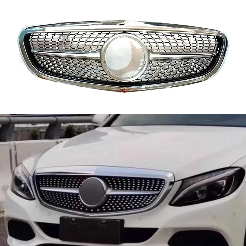 Car Front Grille Grill For Mercedes Benz C Class W205 Exclusive Elegance C220 C300 C350 2015-2021 Tuning Accessories ABS Grills