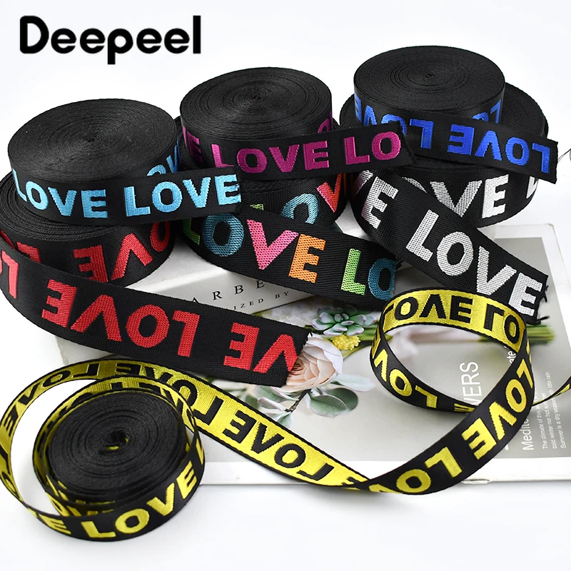 10Yards 25/38mm LOVE Jacquard Webbing Strap Backpack Decorative Braid Ribbon Garment Crafts Belt Sling Band Sewing Accessories