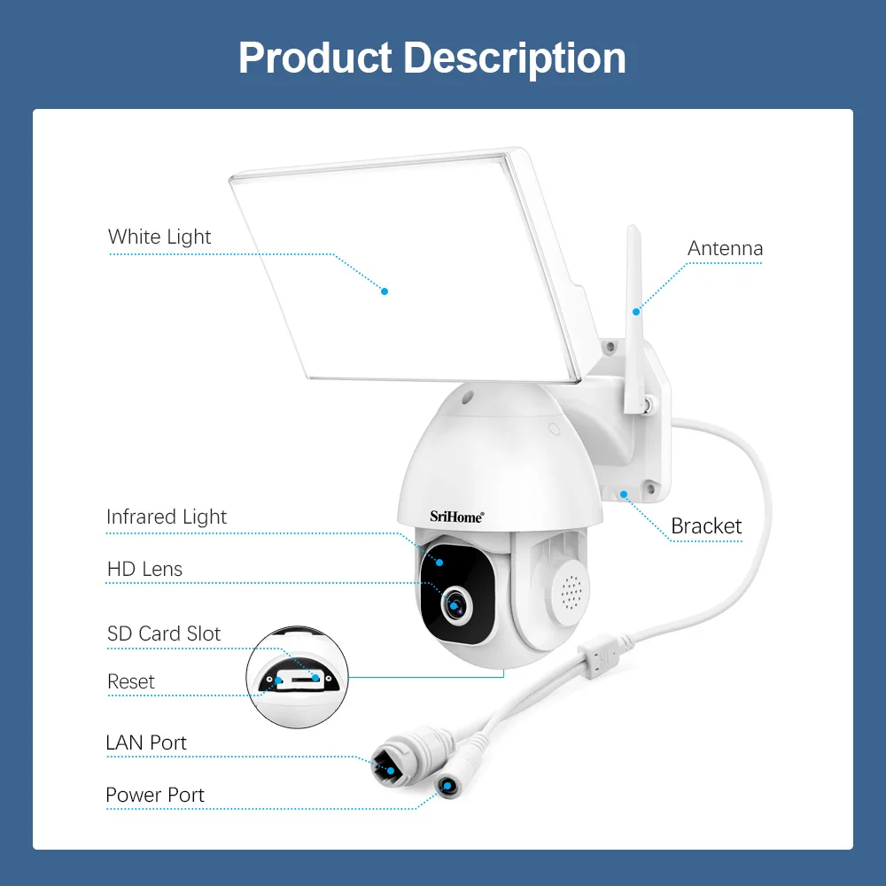 Imagem -06 - Srihome-câmera ip Impermeável ao ar Livre Video Surveillance Floodlight Garden Security Protection Cctv System Sh039 5.0mp