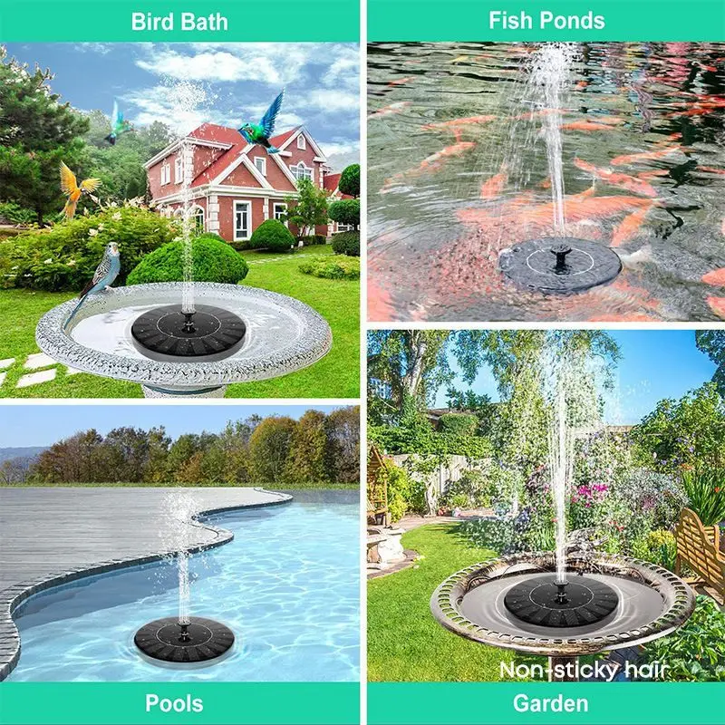 Bomba de Fuente Solar Dividida de 2.5W con 6 Boquillas y Tubería de Agua de 4 pies para Decoración de Jardín Exterior