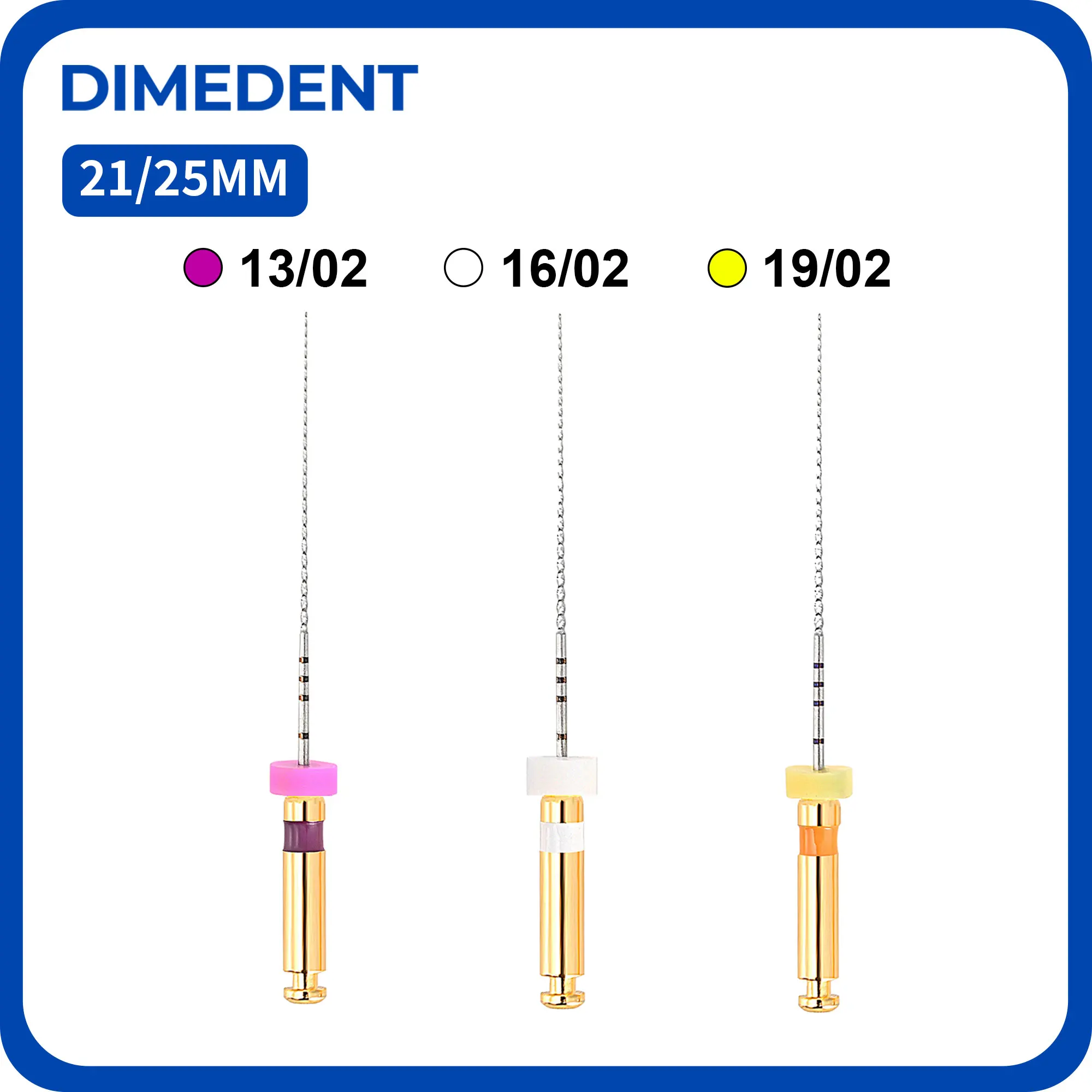 Эндодонтические файлы DIMEDENT Path Files 21/25 мм из NiTi, инструмент для очистки корневых каналов, ротационные файлы с конусностью 02, инструменты для стоматологов