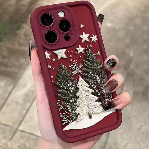 Christmas Tree Print Phone Case For Samsung S25 Ultra Cases Galaxy S24 Plus S23 FE S22 S21 S20 A55 A54 A35 A15 Soft Bumper Cover