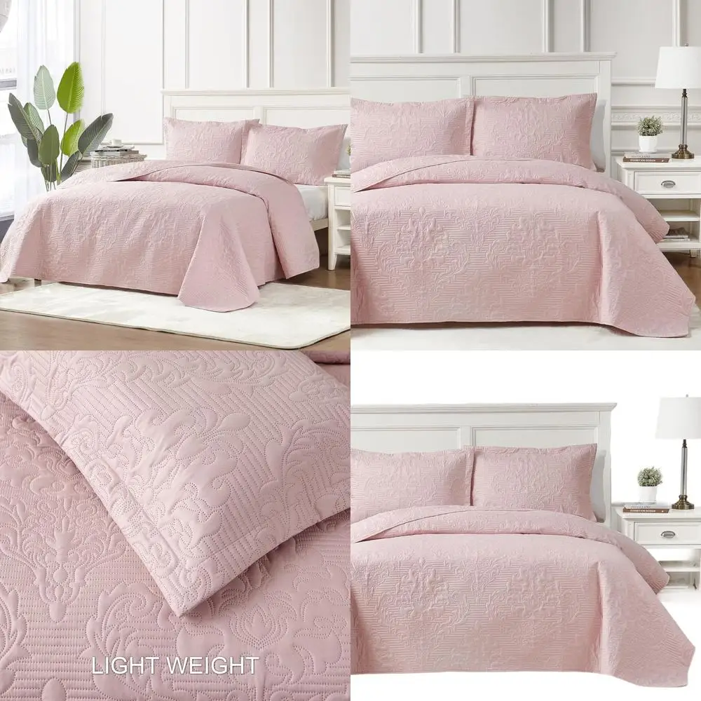 

Комплект ультразвукового летнего покрывала California King Size Pink Damask, легкое покрывало из трех предметов с подушками Shams