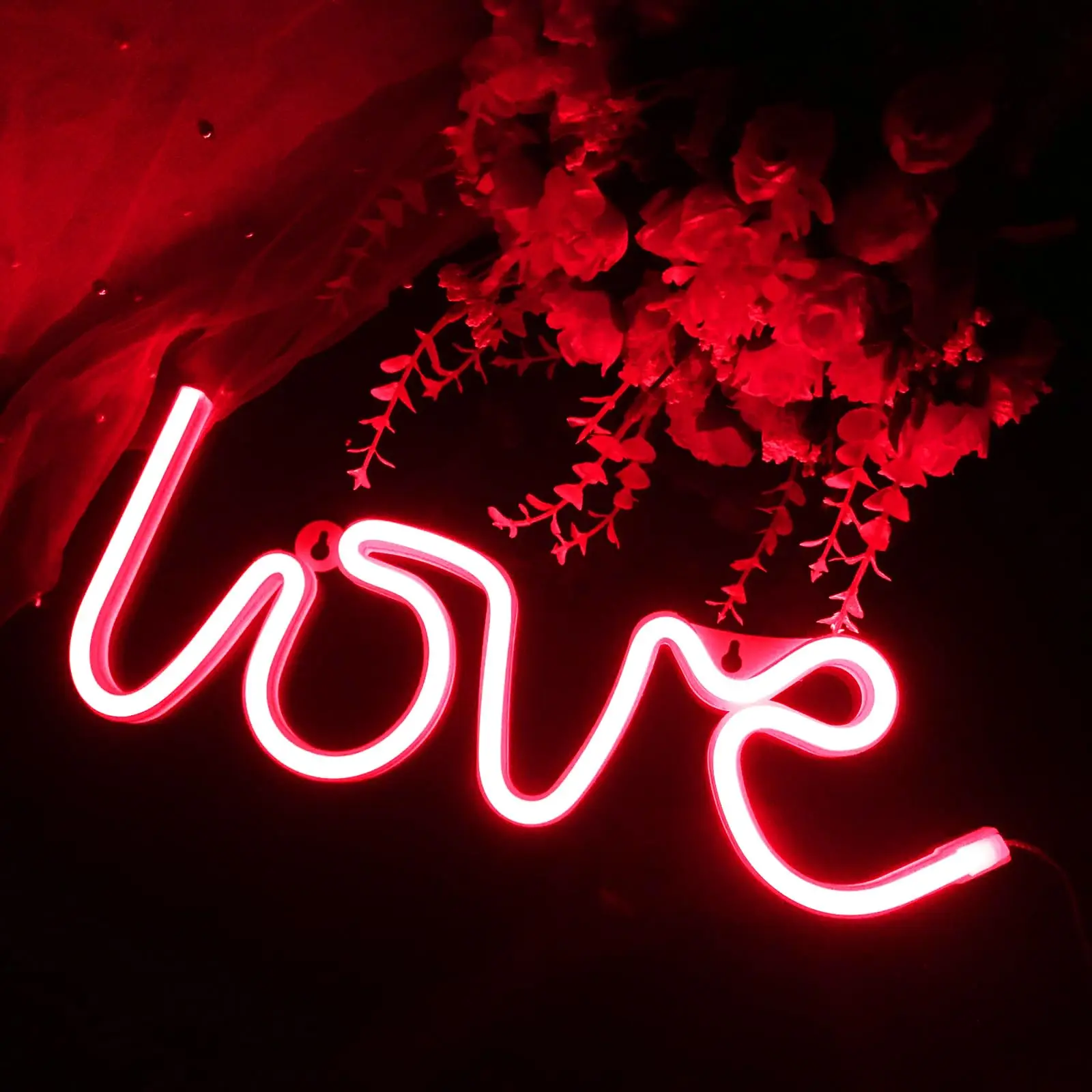 Letrero de luz de neón LED LOVE para suministros de fiesta, decoración de mesa, luces nocturnas estéticas para dormitorio, bar, día de San Valentín, regalos de cumpleaños