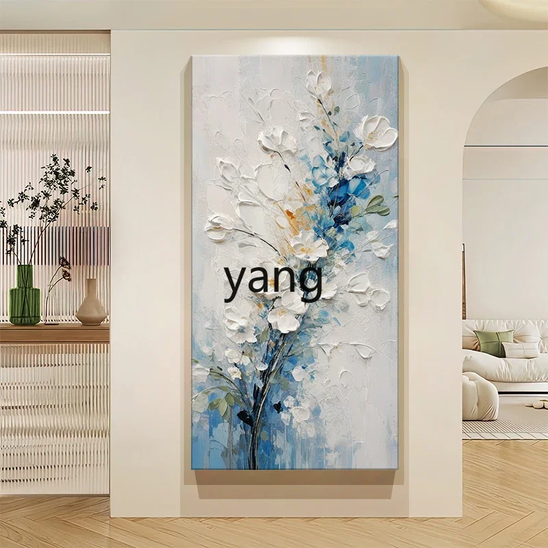 LM modern cream style entrance painting decorative painting blue thick texture hanging painting advanced sense