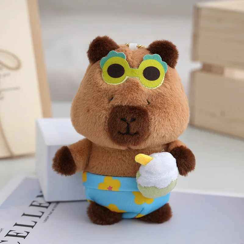 13 centimetri Carino Capibara Animale Hawaii Vestito Capibara Peluche Portachiavi Giocattoli Capibara mal di pesce Ciondolo Bambole Portachiavi Regali