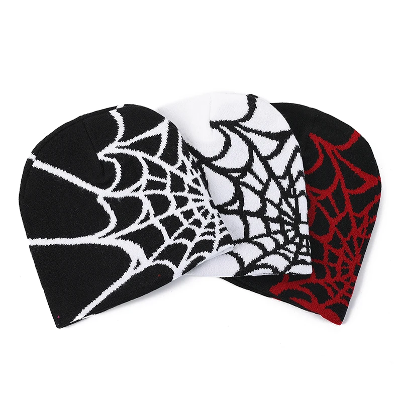 Knit Beanie Winter Hat with Spider Web Design Hat Keep Warm 
