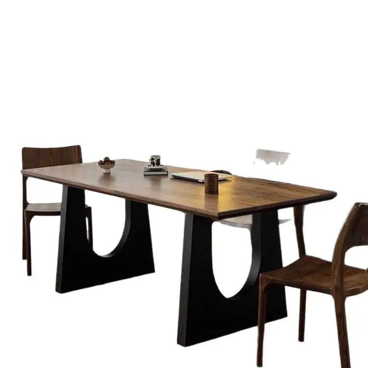 

Solid wood dining table walnut color living room large