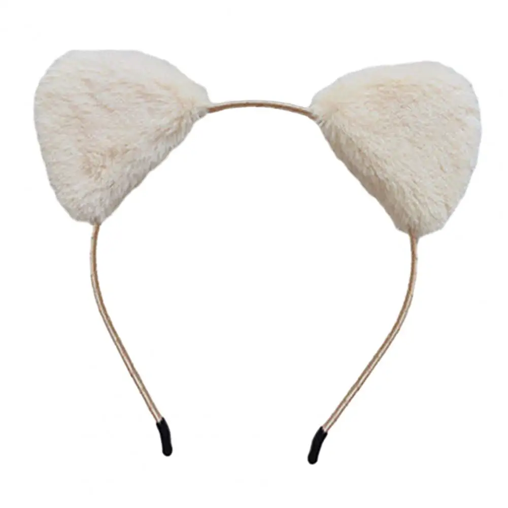 Soft Plush Hairband Cute Cartoon Kitty Ear Hairband for Women Soft Fluffy Plush Elastic Head Decoration with Anti-slip Narrow