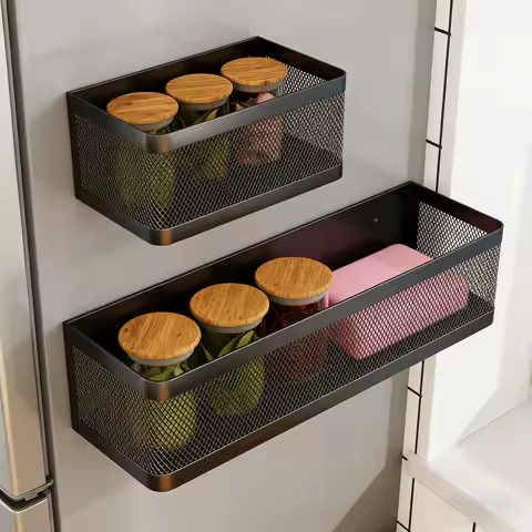 Magnetic Spice Rack, Easy To Install on The Side of Refrigerator/Space Saving Kitchen Organization Shelf Organizer for Cabinet