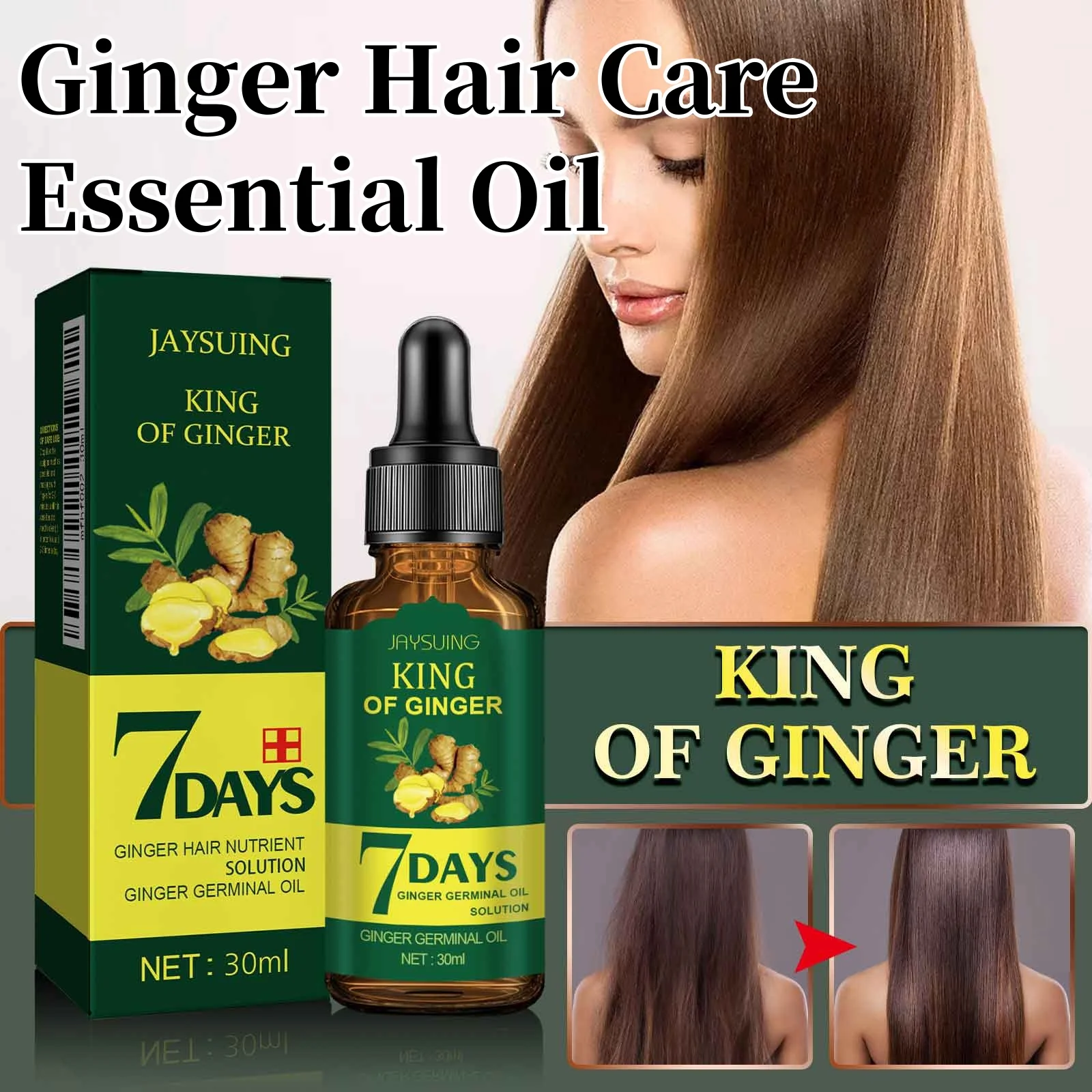 Ginger Hair Care Essential Oil Nourish Scalp Hair Follicles Gentle Refresh Control Oil Strengthen Hair Roots Nutrient Solution