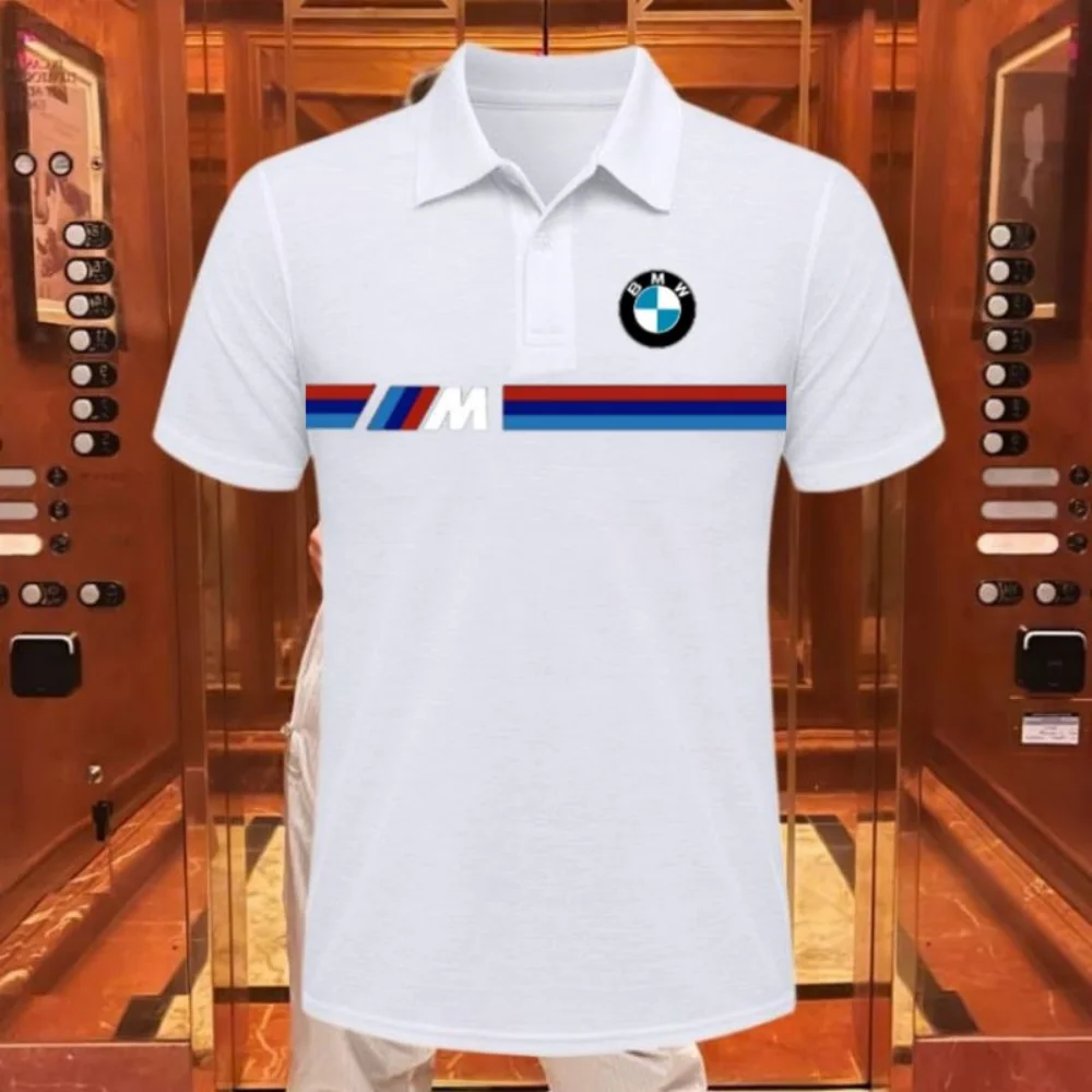 

Летняя рубашка-поло BMW, мужская свободная модная быстросохнущая рубашка с коротким рукавом для гонок на мотоциклах, велосипедный костюм, футболка с лацканами для мужчин