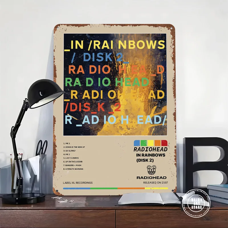 Radiohead In Rainbows Disk 2 Album Art Poster Customized Vintage Metal Signs Wall Art Retro Tin Plaque for Bathroom Decor Room