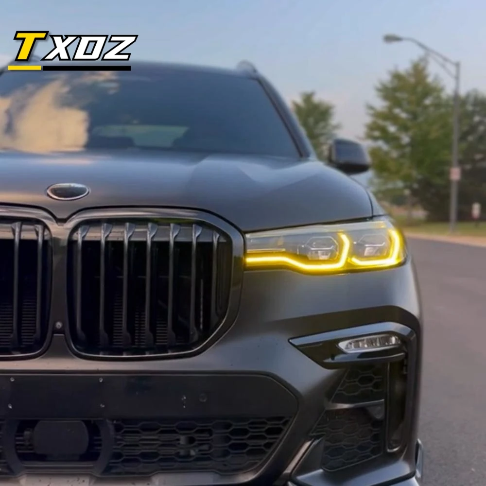 

Lemon Yellow Angel Eyes DRL multicolor For 2019 2020 2021 BMW X7 G07 Laser Daytime Driving Lights Turn Signal LED Modules