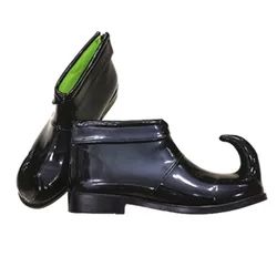Black Cute Clown Boots For Men Pure Color For Children Adults Pointed Shoes Funny Joker Halloween Cosplay Carnival Party Favors