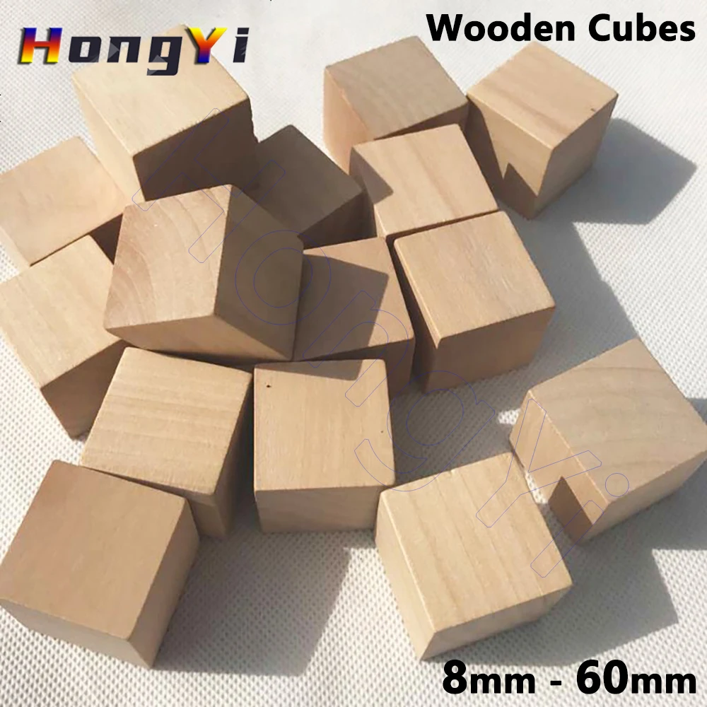 Wooden Cubes Wood Blocks for Crafting, Natural Unfinished Wood Square Blank Wooden Blocks for Craft Decorating Puzzle Painting