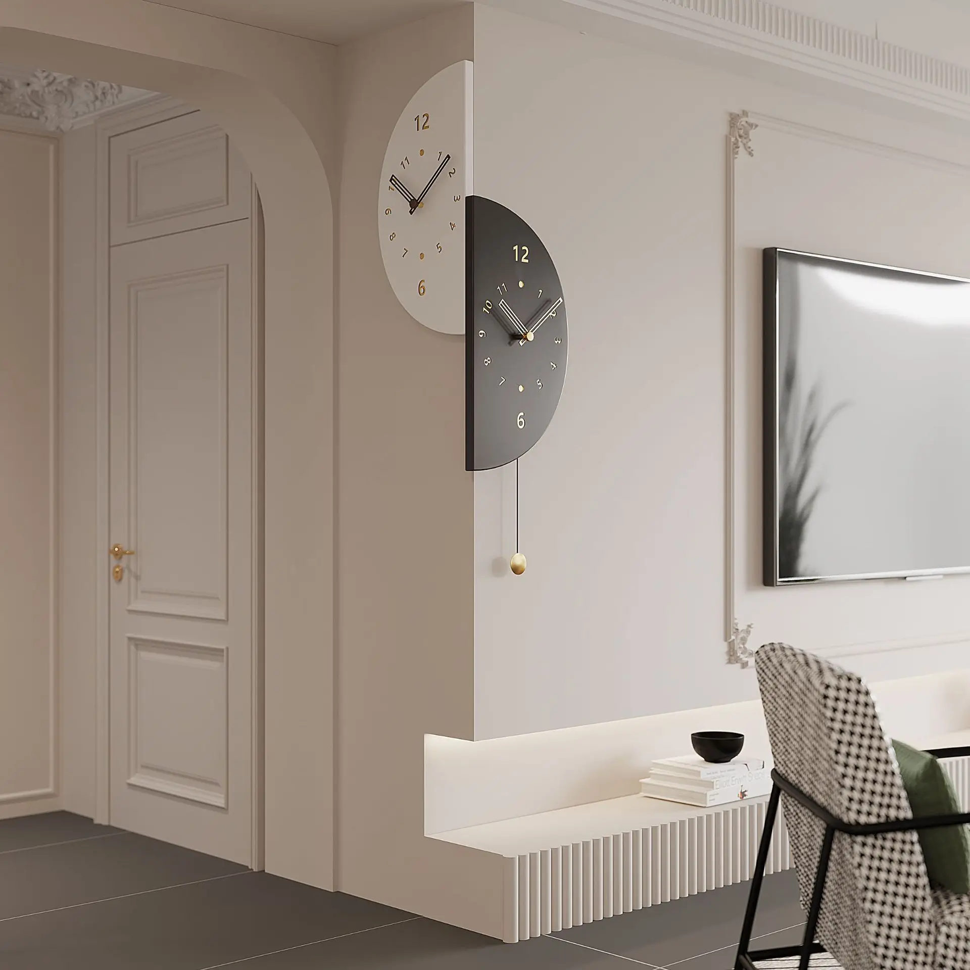 

Modern simple luxury living room corner silent double-sided wall clock home corner restaurant clock cross-border house decor