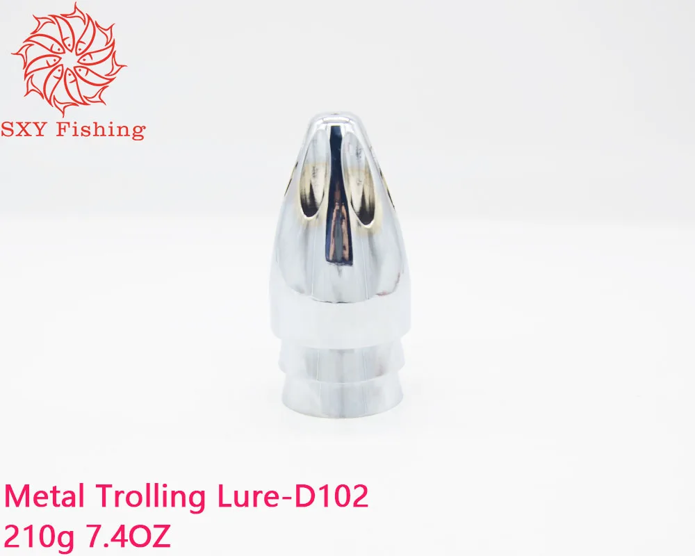 

SXY FISHING D102 Metal Trolling Lure for Ocean Boat Fishing Factory Outlet Big Game Jet Head Lure for Sea Bass and Cod