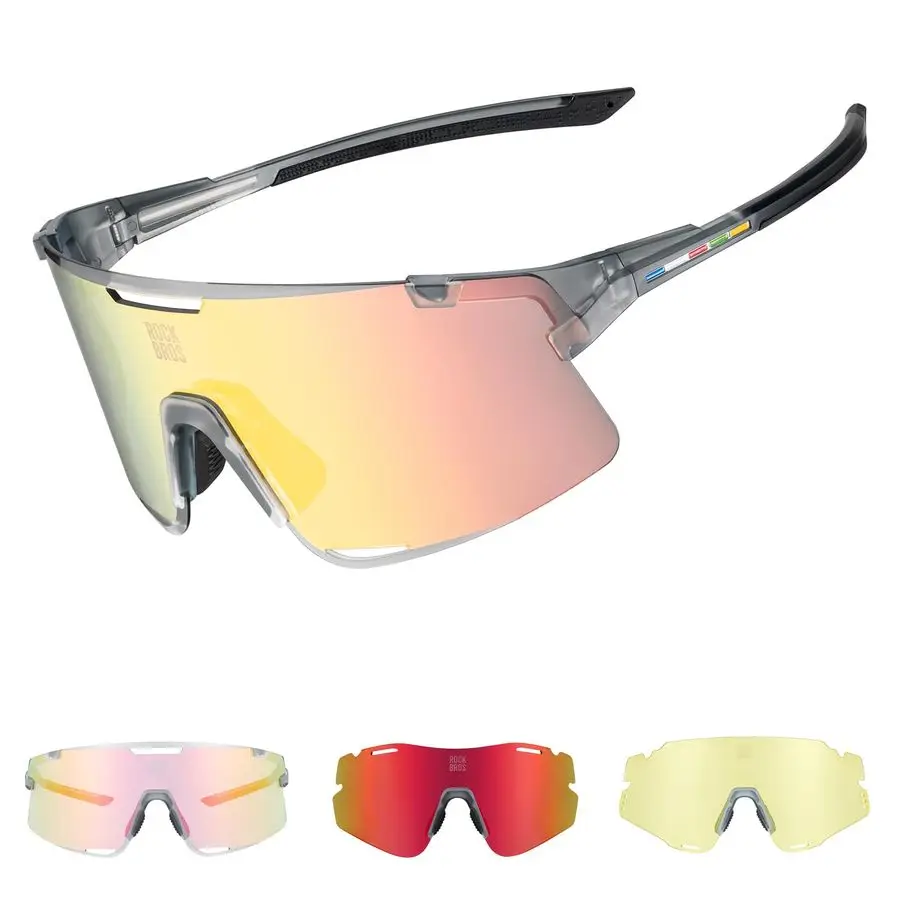 

Performance Cycling Glasses with 3 Interchangeable REVO Lenses, Photochromic, Polarized and Yellow