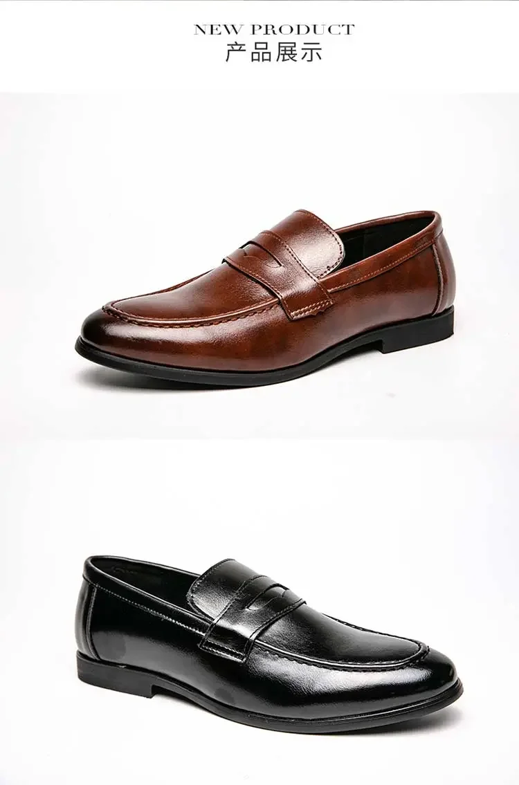 LuckMan Mens Dress Shoes PU Leather Fashion Men Business Dress Loafers Pointy Shoes