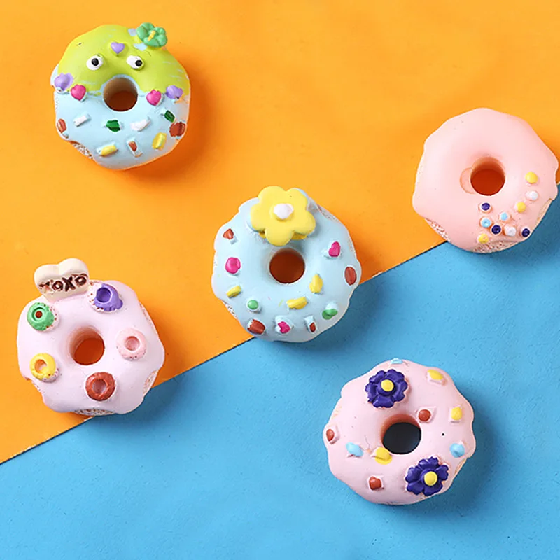 Mini Resina Kawaii Cabochão, Donuts Falso, Scrapbooking Planar, Flatback Cabochão, Artesanato Suprimentos Enfeites, Decoração DIY, 10pcs