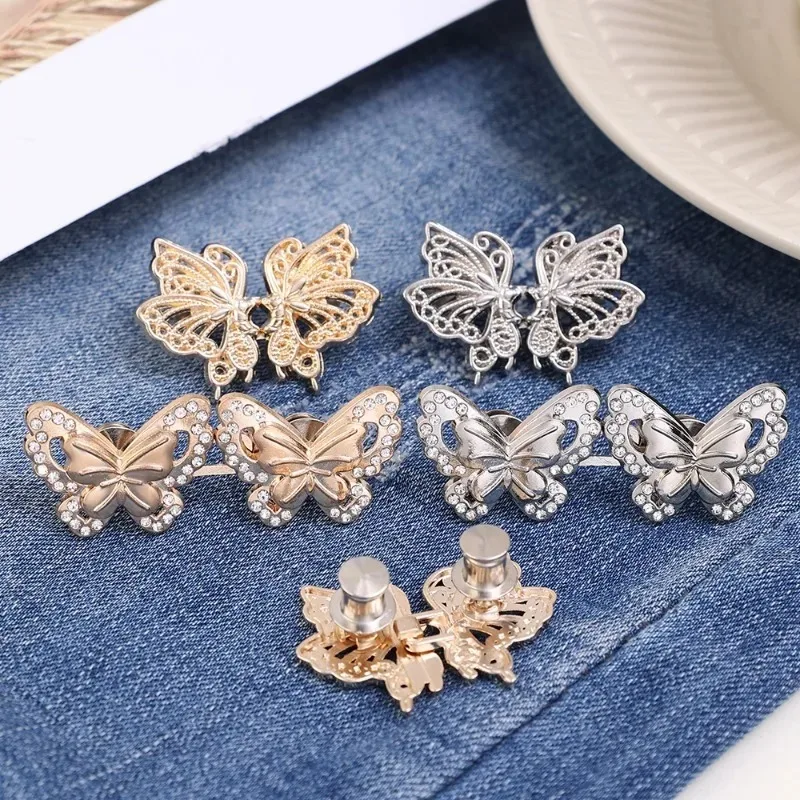 Detachable Waist Buckle Adjustable Metal Butterfly Versatile Nail Free Seam Easy To Install Belt Buckle for Jean Dress Size Tool