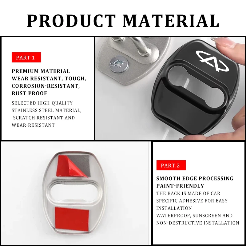 4pcs Stainless Steel Car Door Lock Cover Protective Covers Accessories For Chery Fulwin QQ TIGGO 2 3 4 5 7 Pro 8 3X A1 QQ Easta view 5