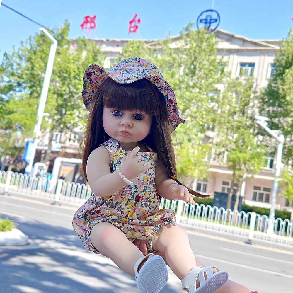 55cm Reborn Baby Girl Doll Realistyczna księżniczka Pełny silikonowy winyl Noworodek Lalka Dzieci Playmates Prezent urodzinowy Zabawka