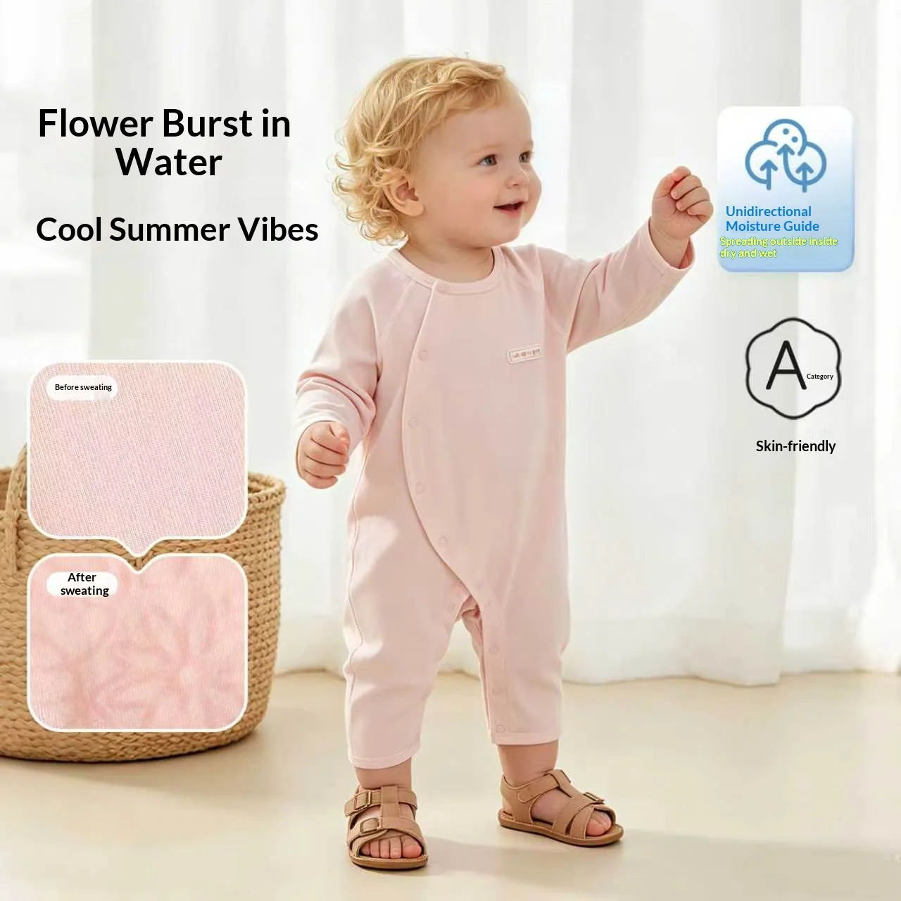 Summer Baby Romper 100% Cotton Quick Dry Infant Jumpsuit Long Sleeve Button Bodysuit One-Piece Breathable Newborn Outfit For 0-1