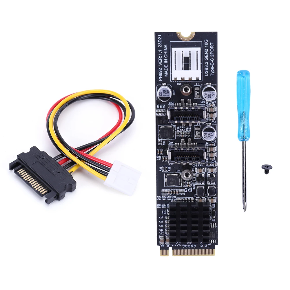 NVME NGFF M-Key Naar Dual Type-E USB 3.1 Voorpaneel Uitbreidingskaart 10Gbps Front Uitbreidingsadapter USB-C Hub Riser voor PC