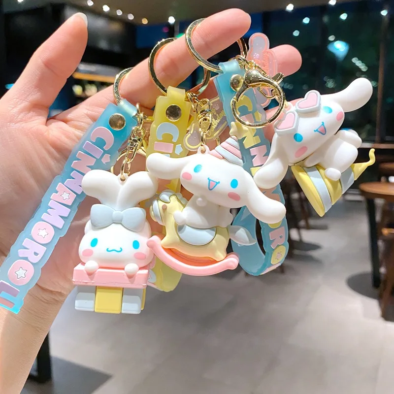 Anime Sanrio Keychain Kawaii Cinnamoroll Key Chain Cartoon Car Key Ring Women Bag Pendant Ornaments for Kid Gift