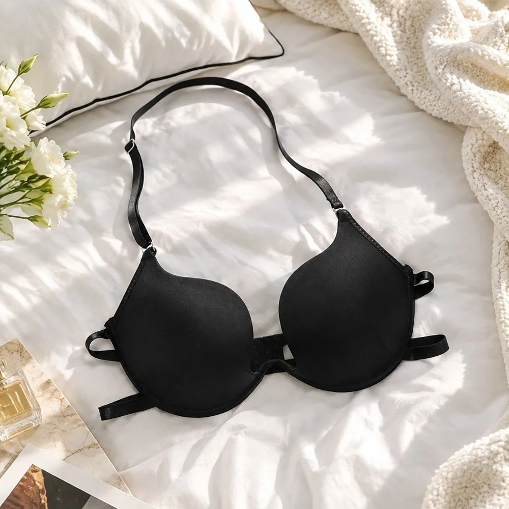 Low Cut Deep V Push Up Bras Lingerie Beauty Back Halter Seamless Bras Anti-sagging U-shaped Backless Bras Evening Dress