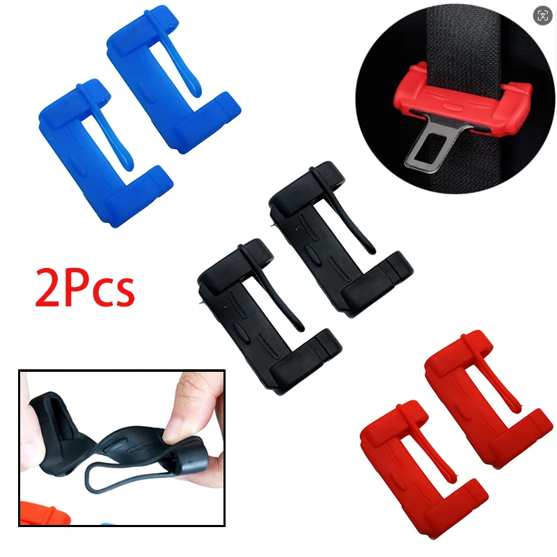 2PCS Universal Car Seat Belt Buckle Clip Protector Anti-Scratch Cover Safety Accessories Seat Belt Silicone Interior Button Case