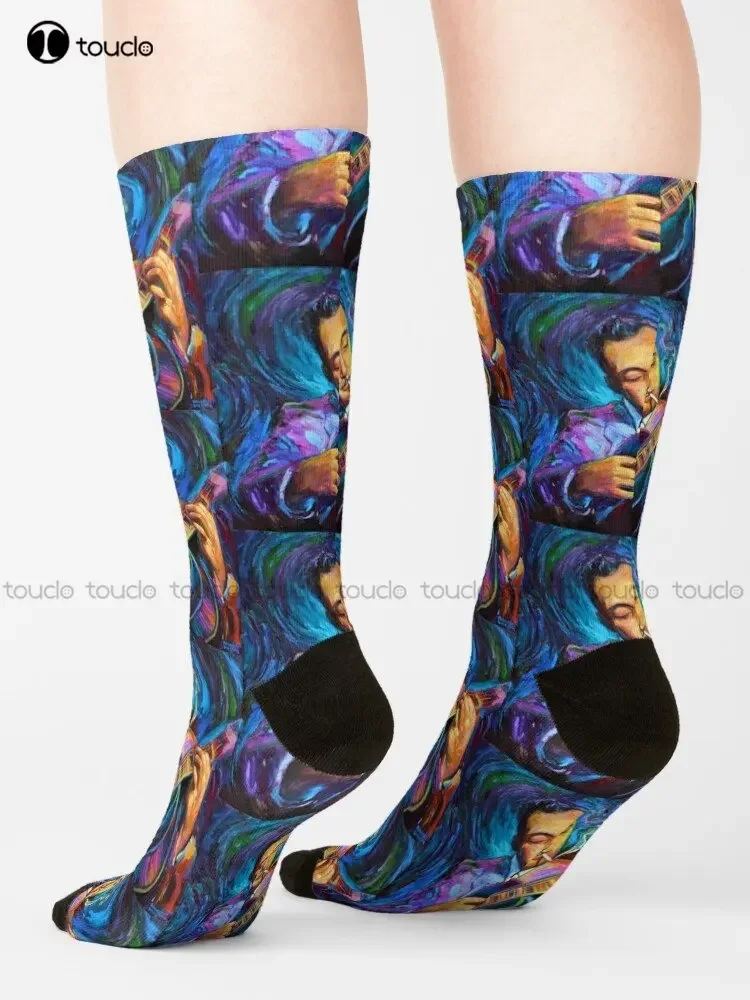 Django Reinhardt Gypsy Jazz Guitarist By Robert Phelps Socks Women'S Socks Personalized Custom Unisex Adult Teen Youth Socks Art