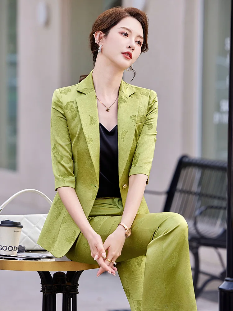 High-Grade Business Suit Tailored Suit Formal Clothes Women's Suit Pants Short-Sleeved Overalls Summer Dignified Goddess Fan Hig