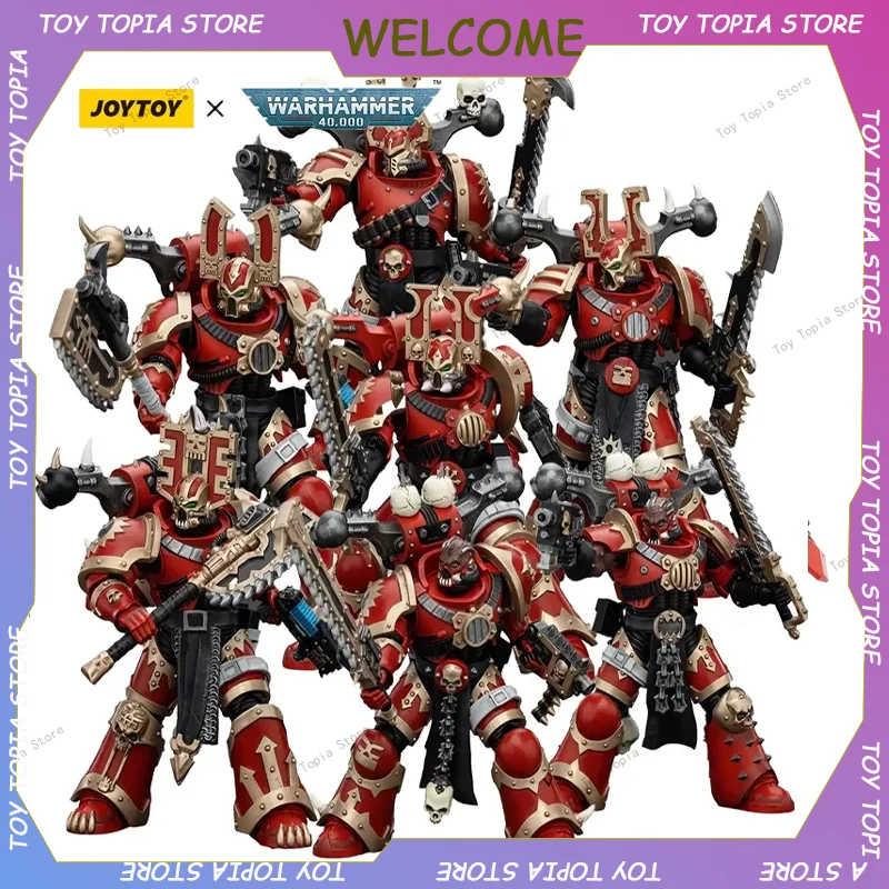 JOYTOY Warhammer 40k 1/18 World Eaters Khorne Berzerker Action Figures Eviscerator Chainsword Movable Figurine Model Toys Gifts