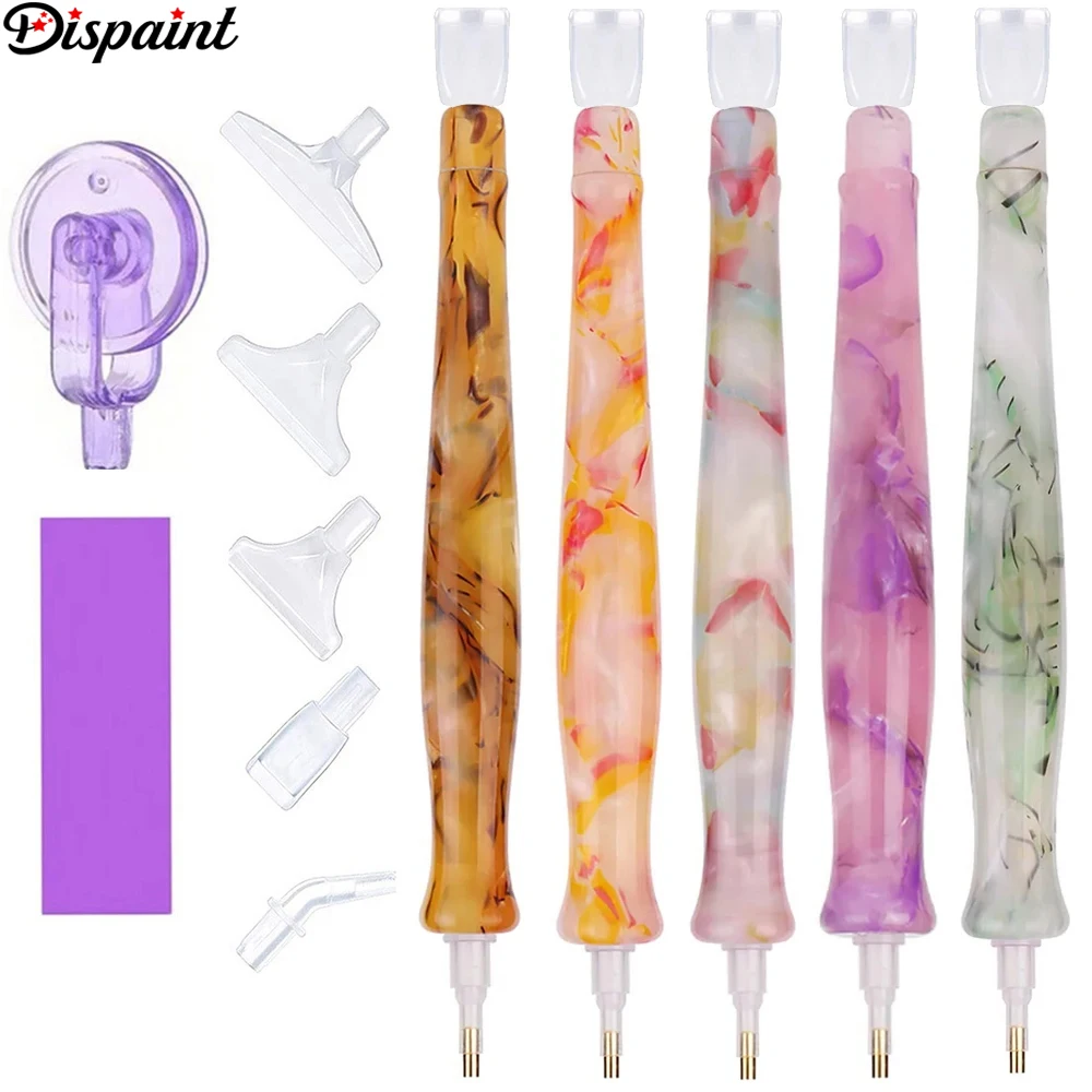 Dispaint Resin Retro Diamond Painting Pen， Eco-friendly Replacement Heads Multi Placers Point Drill Pens， Embroidery Nail Art To