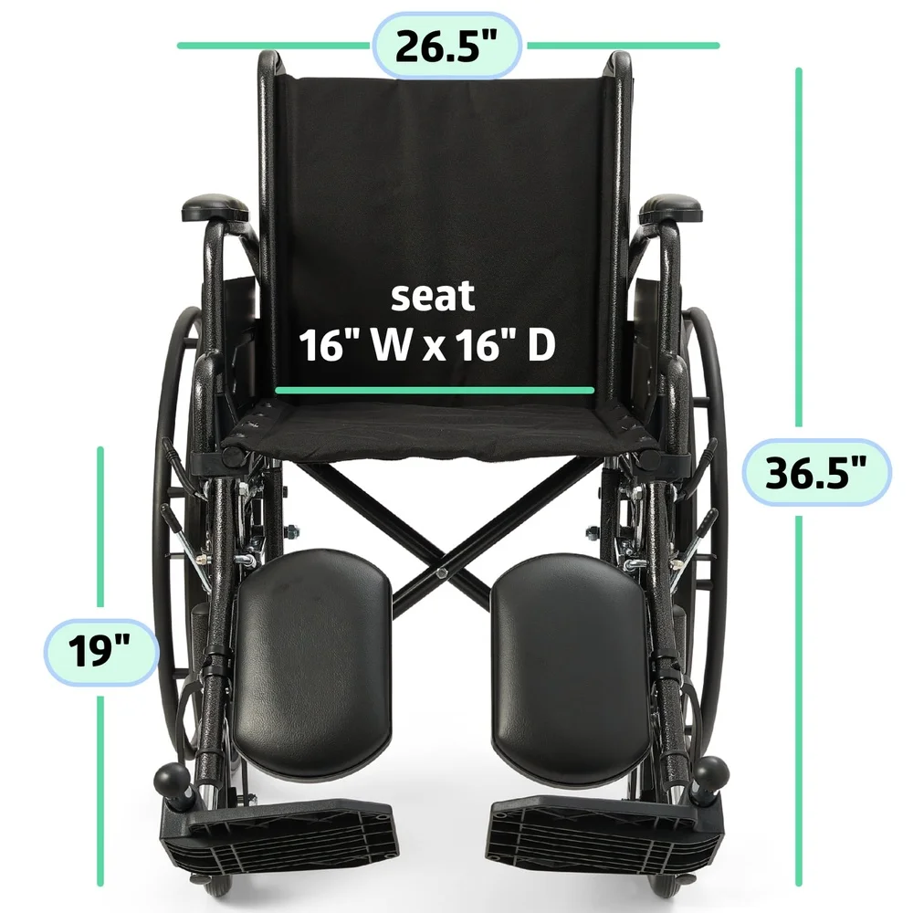 Comfortable Folding Manual Wheelchair with Swing-Back Arms Elevating Footrests Durable Frame Smooth Rolling Tires 300 lbs