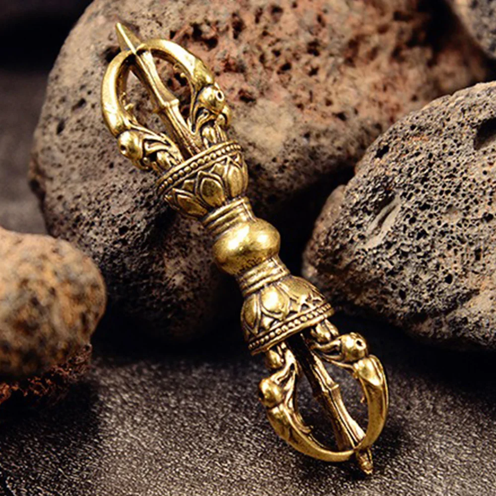 

Vintage Brass Vajra Tibetan Buddhist Lama Dorge Decor Hand Carving Religious Supplies Fengshui Ornament Collectibles