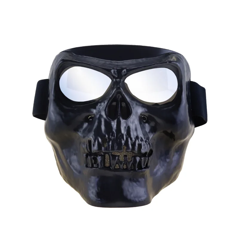 Face Shield Motorcycle Biker Full Face Plastic Skull Mask with Goggles Motocross Motorcycle Helmet Moto Casco Capacete Ghost