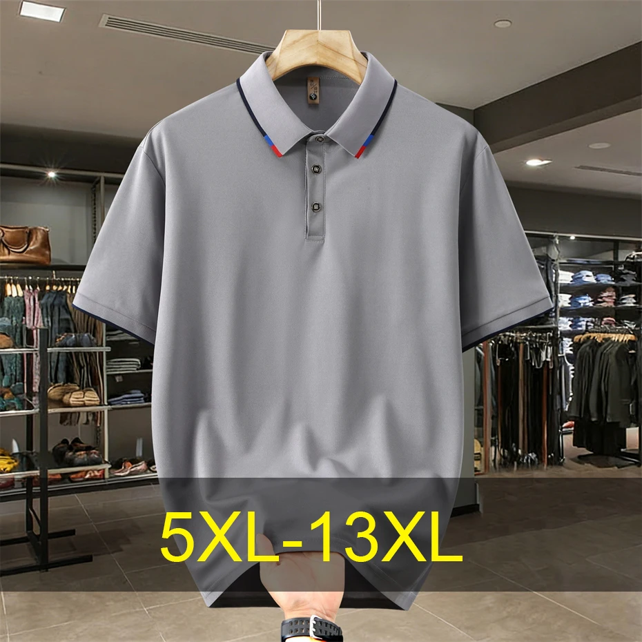 

Solid Color Polo Shirt Men Summer Short Sleeve Polo Shirts Plus Size 13XL 10XL Male Polo Shirts Big Size 13XL